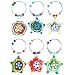 Oenophilia Wine Glass Charms, Stem Dangles, Flowers of Different Colors, Set of 6
