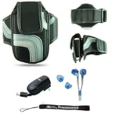 Black Adjustable Deluxe Sportband / Workout Armband with Adaptable Neck Str ....