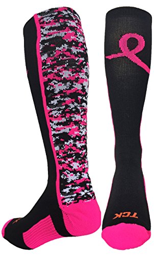 Digital Camo Aware Over the Calf Socks Pink Ribbon Softball Soccer Football