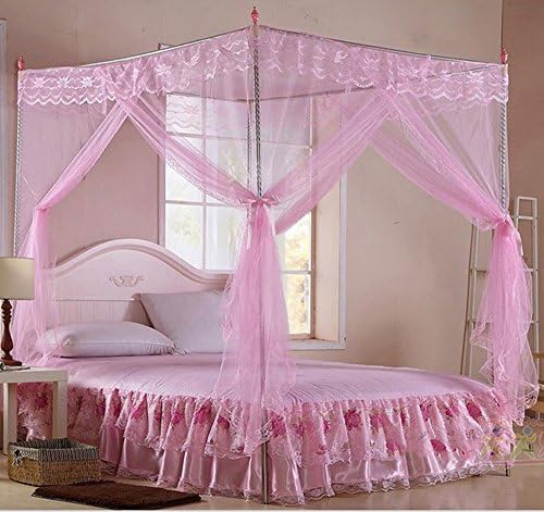 4 Corners Bed Canopy Twin Full Queen King Mosquito Net Comes with Steel columns
