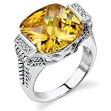 Bold Elegance: Designer Inspired Sterling Silver Cable Design Ring with Citrine CZ Diamond