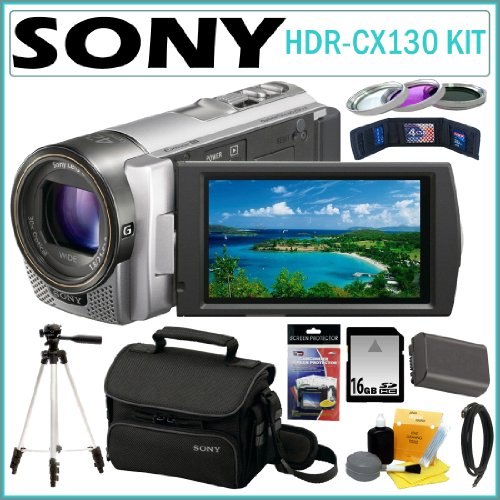 Sony HDR-CX130 HDRCX130 HDR-CX130/S 1080P High Definition Handycam Camcorder with Wide Angle G-Lens and 3-inch Touch-Screen in Silver + 16GB Card + Sony Case + Extra Battery + Accessory Kit Sony HDR-CX130 HDRCX130 HDR-CX130/S 1080P High Definition Handycam Camcorder with Wide Angle G-Lens and 3-inch Touch-Screen in Silver + 16GB Card + Sony Case + Extra Battery + Accessory Kit