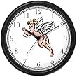 Angel In Flight No.2 - Cherub, Angel or Cupid Theme Wall Clock by WatchBuddy Timepieces (Black Frame)