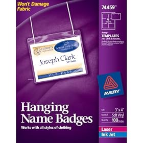 Avery Insertable 3 x 4 Inch White Name Badges 100 Count (74459) by 
