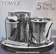 Towle 5 Piece Hammer Scuplted Stainless Steel Bar Set