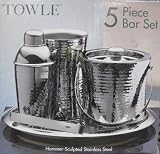 Towle 5 Piece Hammer Scuplted Stainless Steel Bar Set