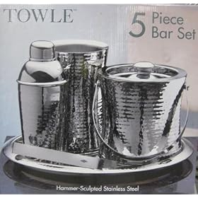 Towle 5 Piece Hammer Scuplted Stainless Steel Bar Set