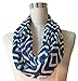 Womens Navy Blue Infinity Scarf, Geometric Pattern Scarf, Zipper Scarf, Fashion Scarf, Infinity Scarves