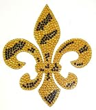 Gold Zebra Fleur De Lis Crystal Rhinestone Removable Decal Sticker