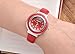 Top Plaza Fashion Women's Cuff Watch, Round Case PU Leather Band, Red