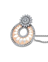 Diamond (0.64 Ct, IJ-SI), 18 Kt White & Rose Royal Bloom Pendant