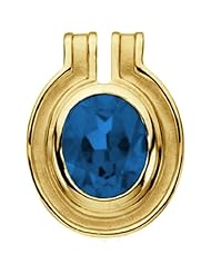 14K Yellow Gold Oval Cut Chatham Created Sapphire Pendant -- LIFETIME WARRANTY