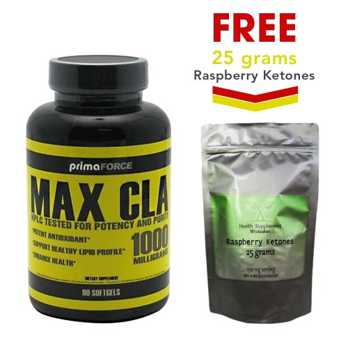 Max CLA 90 Softgels + Free 25 Grams Raspberry Ketones Powder