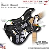 Penguins on Black WraptorSkinz Skin fits Rock Band Stratocaster Guitar for Nintendo Wii, XBOX 360, P