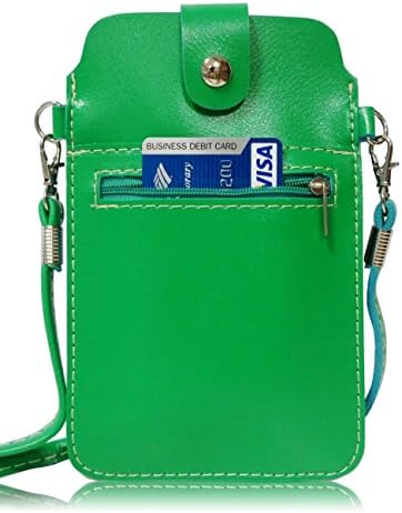 Liujie PU Leather Mini Mobile Phone Bag with Shoulder Strap and Metal Button for iPhone 6 Plus Samsung Galaxy S6 Edge and more Other Phone Types Under 5.5 inches (green)