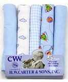H.W Carter & Sons 5- Pack Flannel Receving Blankets