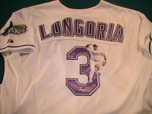 EVAN LONGORIA SIGNED AUTOGRAPHED JERSEY TAMPA BAY RAYS COA + PROOF PHOTO