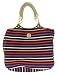 Tory Burch Striped Channing Tote Canvas Handbag Classic Stripe C