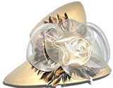 Camel Wool Felt Hat with Feathers, Tulle and Ribbon