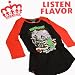 【LISTENFLAVOR】リッスンフレーバー　恐怖　ホラープリント　ラグラン7分袖Tシャツ　LF-240505BLK