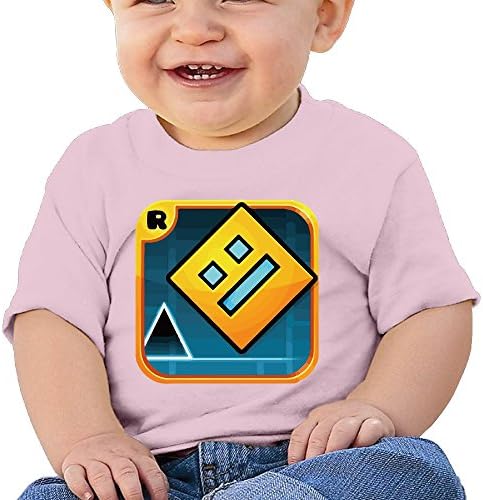 H2HY Geometry Dash Icon Cotton Crew Neck Boy T-shirts For 6-24 Months Baby 12 Months Pink