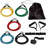 Resistance Bands Set - Heavy Duty Elastic Workout Exercise stretch tubes - Suitable for Men & Women - Best High Strength Latex Tubing Band - Adjustable upto 146lbs - Perfect for Yoga Pilates Fitness Core Training - NO RISK 100% Money Back Guarantee