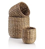 3 Piece Water Hyacinth Small Round Basket Set