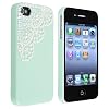 Hand Made Lace and Pearl Green Hard Case Cover for iPhone 4 4G 4S