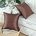 CaliTime Pack of 2 Silky Throw Pillow Covers Cases for Couch Sofa Bed Modern Light Weight Dyed Striped 18 X 18 Inches Coffee