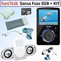 SanDisk Sansa Fuze 8 GB MP3 Player (Black) + Deluxe Accessory Kit