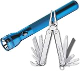 Produkt-Bild: Outdoor Set 16, bestehend aus: Leatherman Core, inkl. Lederholster, Mag-LED 3 D-Cell Stablampe blau