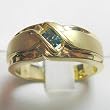 14K Yellow Gold Blue Diamond Man's Ring