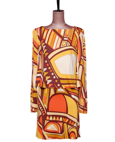 エミリオプッチ(EMILIO PUCCI )ダブルトップドレスワンピースオレンジ