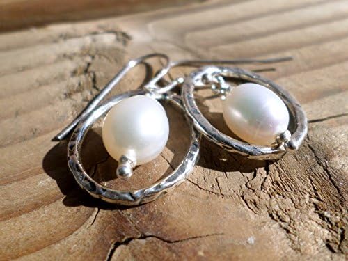 White Culture Pearl Earrings with Sterling Silver Hoops