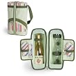 Estate Riviera Edition Sage Green With Multi Color Stripes Single Bottle Deluxe Wine Tote With Wine Service