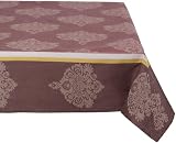 Mahogany Medallion 60-Inch by 60-Inch Dark Rose/Ivory Square Tablecloth, Cotton Jacquard
