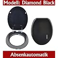 Wc Sitz Toilettendeckel Toilettensitz mit Absenkautomatik MDF 3D Design Diamond Schwarz WS30