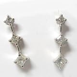 14K White Gold Princess Cut Diamond Earrings - 1.00 Ct.