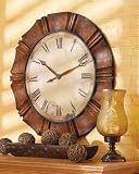 Wall Clock with Bunched Frame Design, Antique Face, Roman Numerals and Antique Gold and Copper Finish From CBK Home