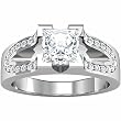 18K White Gold Diamond Engagement Ring Semimount - CENTER STONE NOT INCLUDED - 0.26 Ct.