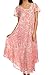 Sakkas Lila Freckled Dyed Cap Sleeve Scoopneck Long Caftan Dress/Cover Up