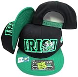 Notre Dame ND Fighting Irish Black/Green Two Tone Plastic Snapback Adjustable Plastic Snap Back Hat / Cap
