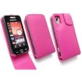 EMARTBUY SAMSUNG S5230 TOCCO LITE PREMIUM PU LEATHER FLIP CASE/COVER/POUCH WITH BUILT IN PHONE HOLDER CERISE PINK + SCREEN PROTECTOR