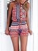 Choies Women's Polyester Blue/Red Cut Out Back Bohemian Casual Loose Romper Playsuit