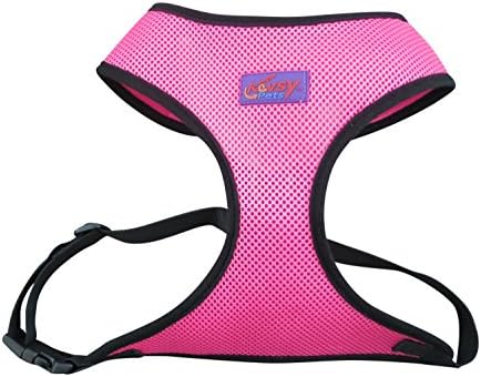 Kavsy™ Best Soft Mesh Choke-Free Dog Harness, Can Be Attached to Car Pet Seatbelt (Large, Pink)