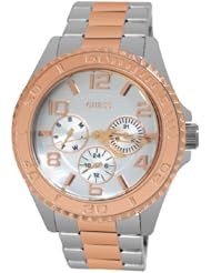 GUESS Womens U0231L5 Two Tone Silver and Rose Gold-Tone Multi-Function Watch