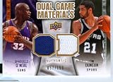 2009 Upper Deck Authentic Shaquille O'Neal & Tim Duncan Gold Dual Game Worn Jersey Card