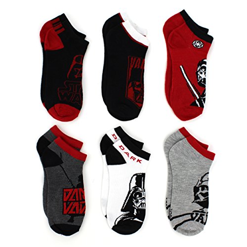 Star Wars Kids Teen Adult 6 pk Socks (9-11 (Shoe: 4-10), Red/Black/Grey)