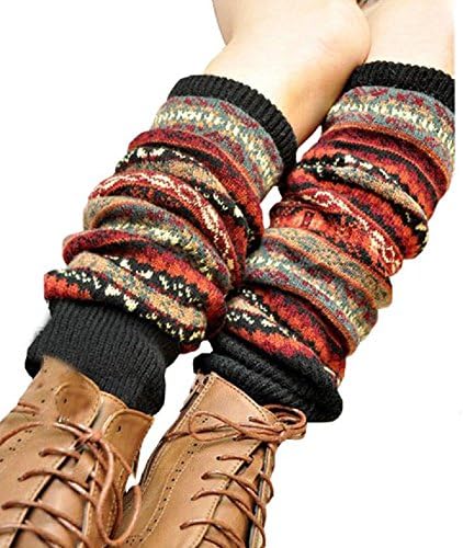 Women Lady Fashion Knee High Leg Socks Winter Bohemian Knit Crochet Warmer Legging