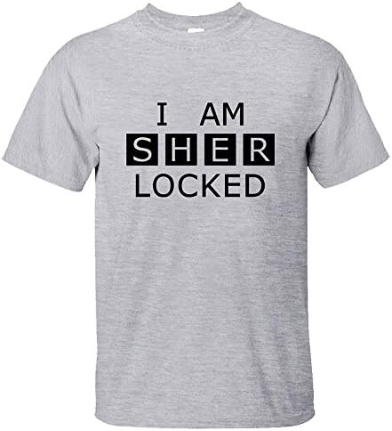Moonbeam Men's Sherlock I Am Sher Locked Letter Cotton T-shirts Grey Large